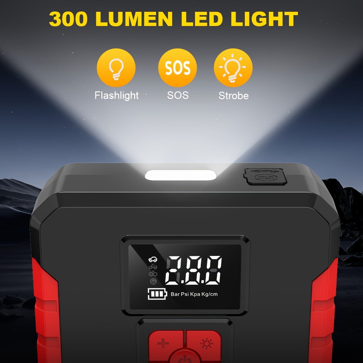 Portable 5-in-1 Car Jump Starter & Tire Inflator – Powerful & Compact