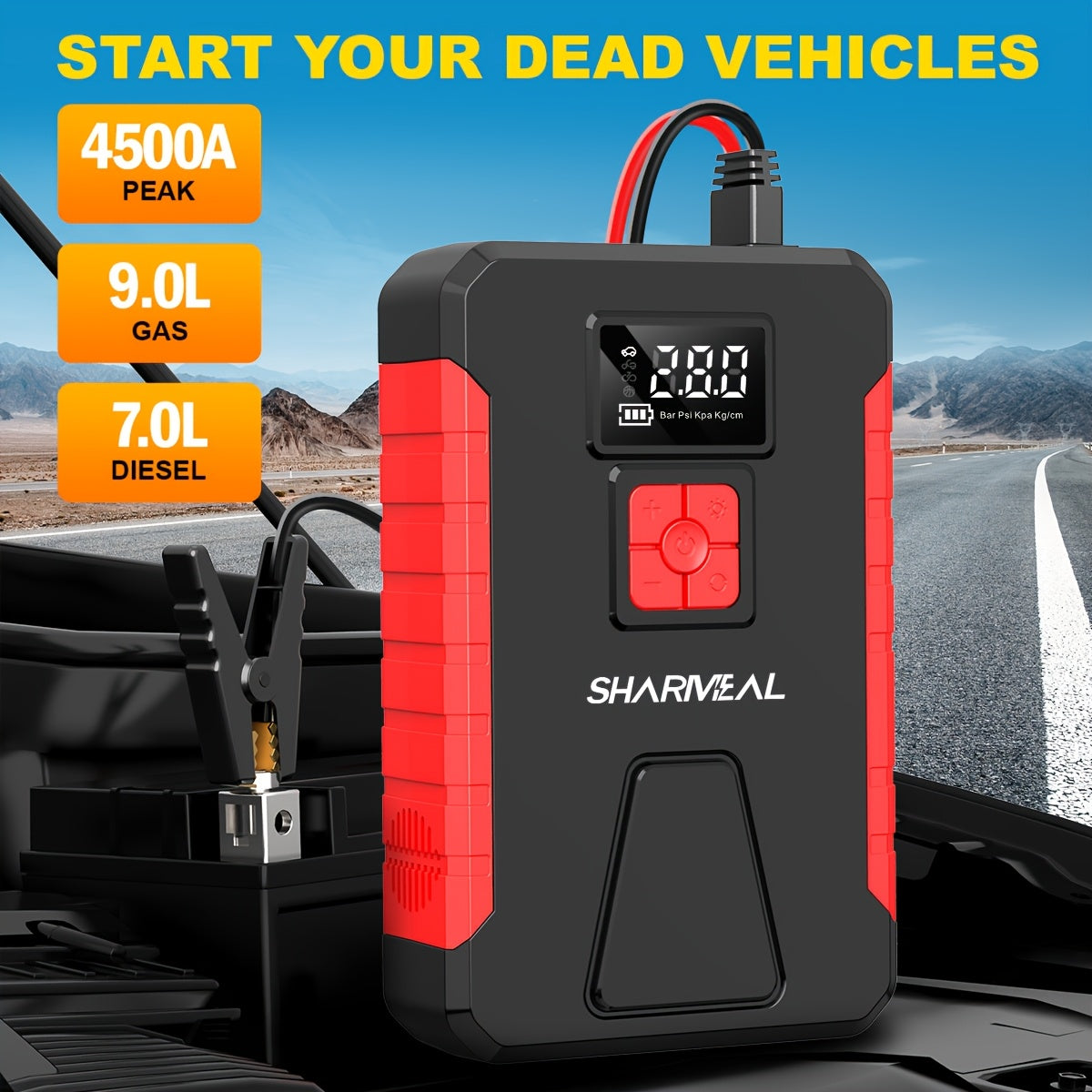 Portable 5-in-1 Car Jump Starter & Tire Inflator – Powerful & Compact